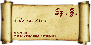 Szűcs Zina névjegykártya