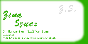 zina szucs business card